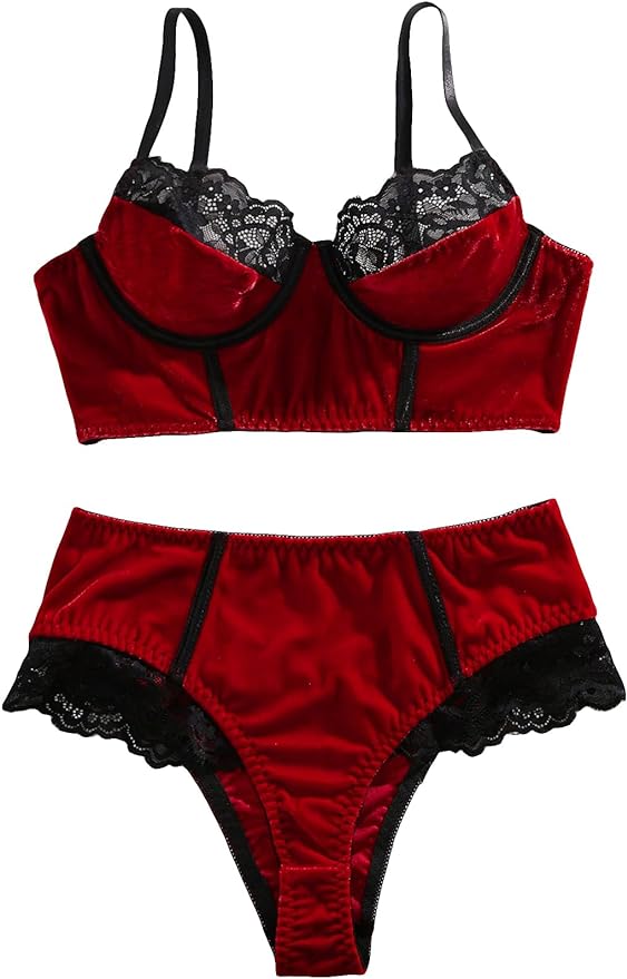 SOLY HUX Set lingerie donna con pizzo a contrasto